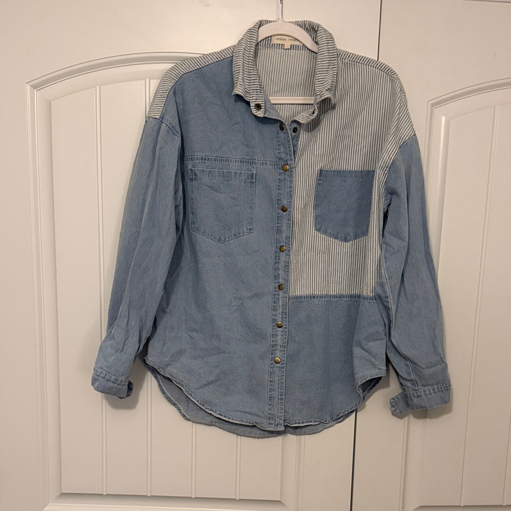 Gilded Intent Blue and White Striped Shirt